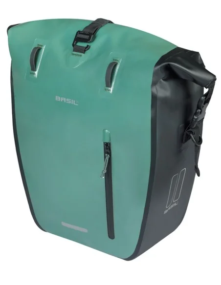 Enkele fietstas Basil Rivo L tarppaulin MIK 25-31L 14 x 28 x 43 cm - groen/zwart