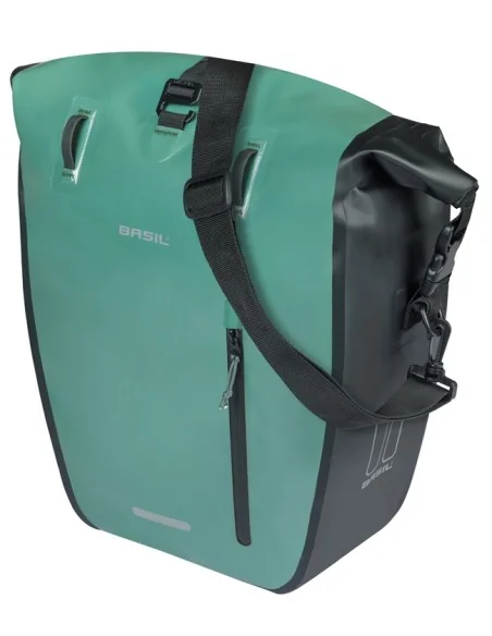 Enkele fietstas Basil Rivo L tarppaulin MIK 25-31L 14 x 28 x 43 cm - groen/zwart