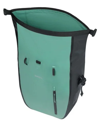 Enkele fietstas Basil Rivo L tarppaulin MIK 25-31L 14 x 28 x 43 cm - groen/zwart