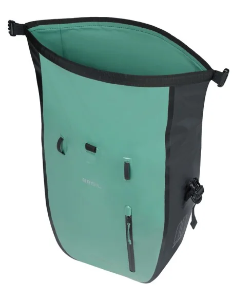Enkele fietstas Basil Rivo L tarppaulin MIK 25-31L 14 x 28 x 43 cm - groen/zwart