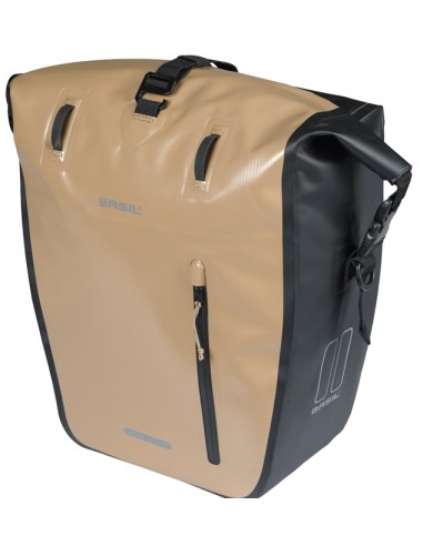 Enkele fietstas Basil Rivo L tarpaulin MIK 25-31L 14 x 28 x 43 cm - zand/zwart