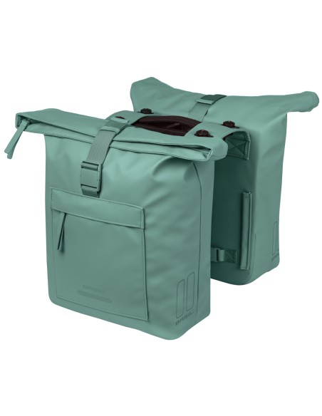 Dubbele fietstas Basil Brooklyn MIK 41L 14 x 30 x 37 cm - groen