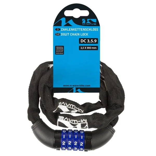 Kettingslot M-Wave met cijferslot ø3,5*900mm - zwart