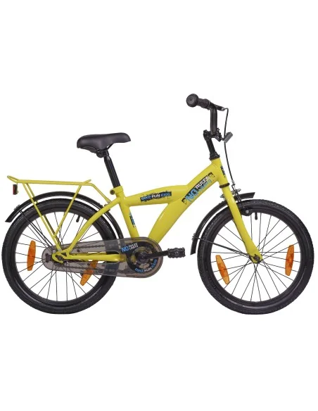 Kinderfiets Bikefun No Rules No Limit 18 inch met Remnaaf - Geel