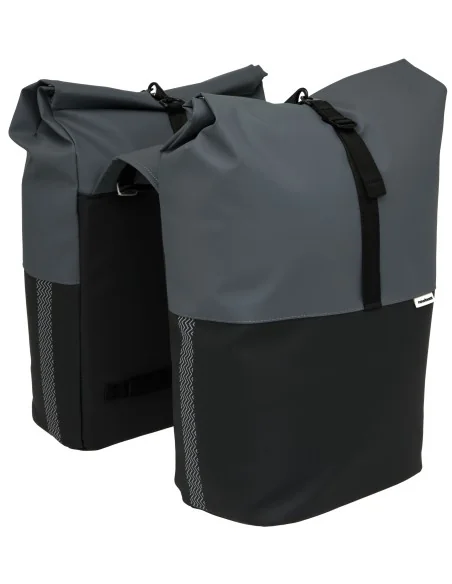 Dubbele fietstas New Looxs Nyborg 34 liter - 30 x 17 x 37cm (x2) - donkergrijs/zwart