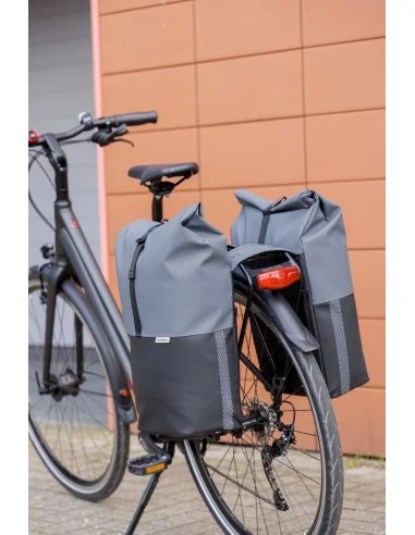 Dubbele fietstas New Looxs Nyborg 34 liter - 30 x 17 x 37cm (x2) - donkergrijs/zwart