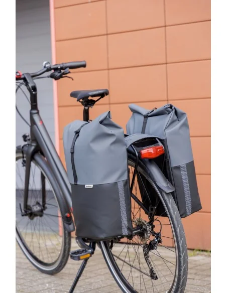 Dubbele fietstas New Looxs Nyborg 34 liter - 30 x 17 x 37cm (x2) - donkergrijs/zwart