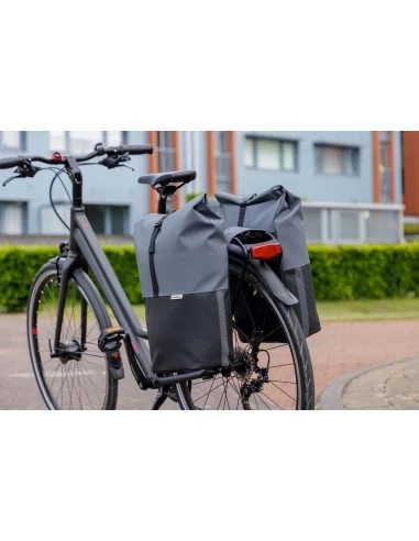 Dubbele fietstas New Looxs Nyborg 34 liter - 30 x 17 x 37cm (x2) - donkergrijs/zwart