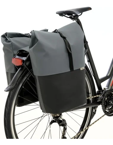 Dubbele fietstas New Looxs Nyborg 34 liter - 30 x 17 x 37cm (x2) - donkergrijs/zwart