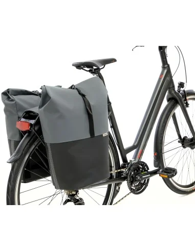 Dubbele fietstas New Looxs Nyborg 34 liter - 30 x 17 x 37cm (x2) - donkergrijs/zwart