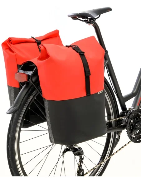 Dubbele fietstas New Looxs Nyborg 34 liter - 30 x 17 x 37cm (x2) - rood/zwart