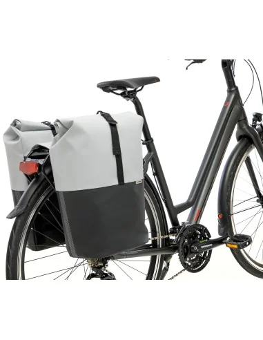 Dubbele fietstas New Looxs Nyborg 34 liter - 30 x 17 x 37cm (x2) - lichtgrijs/zwart