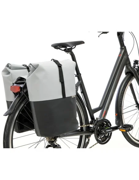 Dubbele fietstas New Looxs Nyborg 34 liter - 30 x 17 x 37cm (x2) - lichtgrijs/zwart