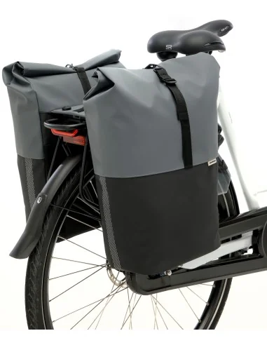 Dubbele fietstas New Looxs Nyborg MIK 34 liter - 30 x 17 x 37cm (x2) - donkergrijs/zwart