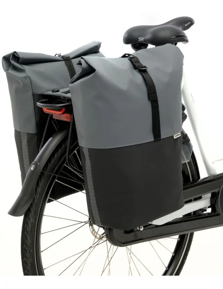Dubbele fietstas New Looxs Nyborg MIK 34 liter - 30 x 17 x 37cm (x2) - donkergrijs/zwart