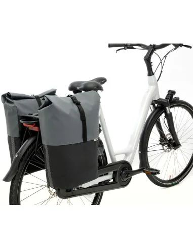 Dubbele fietstas New Looxs Nyborg MIK 34 liter - 30 x 17 x 37cm (x2) - donkergrijs/zwart