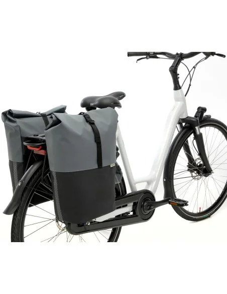 Dubbele fietstas New Looxs Nyborg MIK 34 liter - 30 x 17 x 37cm (x2) - donkergrijs/zwart