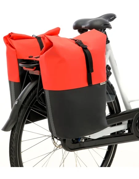 Dubbele fietstas New Looxs Nyborg MIK 34 liter - 30 x 17 x 37cm (x2) - rood/zwart