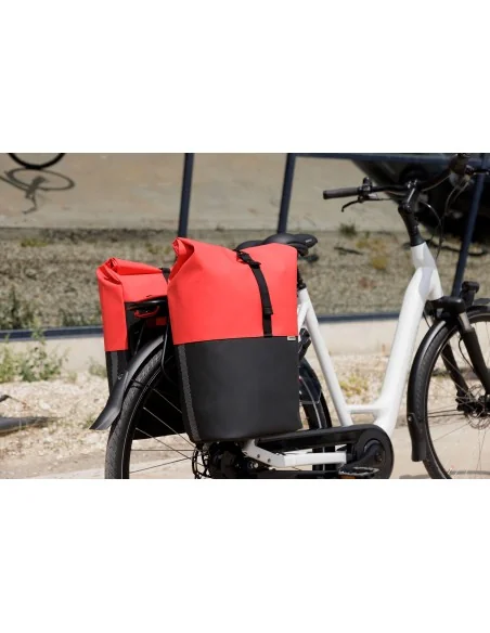 Dubbele fietstas New Looxs Nyborg MIK 34 liter - 30 x 17 x 37cm (x2) - rood/zwart