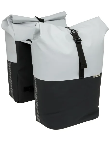 Dubbele fietstas New Looxs Nyborg MIK 34 liter - 30 x 17 x 37cm (x2) - lichtgrijs/zwart