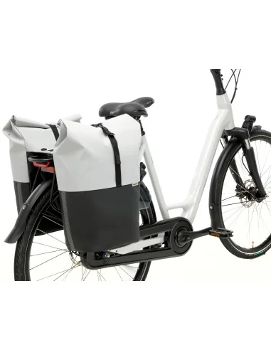 Dubbele fietstas New Looxs Nyborg MIK 34 liter - 30 x 17 x 37cm (x2) - lichtgrijs/zwart