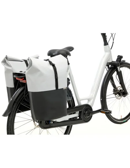 Dubbele fietstas New Looxs Nyborg MIK 34 liter - 30 x 17 x 37cm (x2) - lichtgrijs/zwart