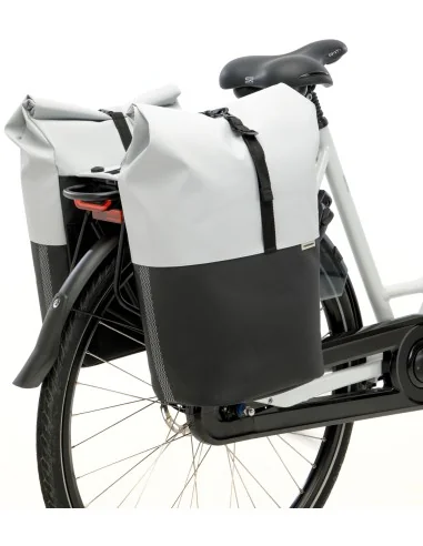Dubbele fietstas New Looxs Nyborg MIK 34 liter - 30 x 17 x 37cm (x2) - lichtgrijs/zwart