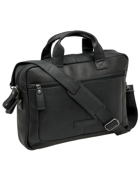 Laptoptas New Looxs Luko 7.5 liter - 42 x 6 x 30 cm - gemaakt van luxe leder - zwart