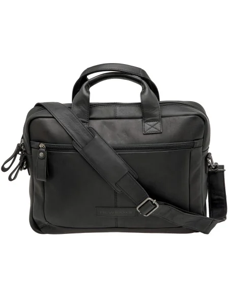 Laptoptas New Looxs Luko 7.5 liter - 42 x 6 x 30 cm - gemaakt van luxe leder - zwart