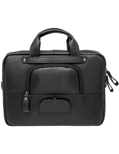 Laptoptas New Looxs Luko 7.5 liter - 42 x 6 x 30 cm - gemaakt van luxe leder - zwart