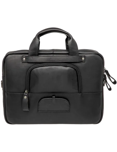 Laptoptas New Looxs Luko 7.5 liter - 42 x 6 x 30 cm - gemaakt van luxe leder - zwart