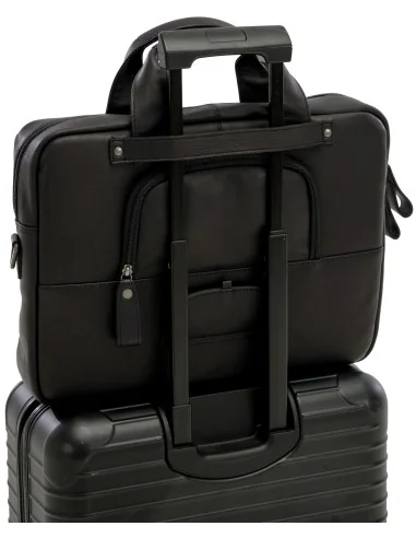 Laptoptas New Looxs Luko 7.5 liter - 42 x 6 x 30 cm - gemaakt van luxe leder - zwart