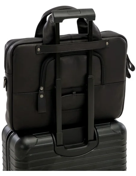 Laptoptas New Looxs Luko 7.5 liter - 42 x 6 x 30 cm - gemaakt van luxe leder - zwart