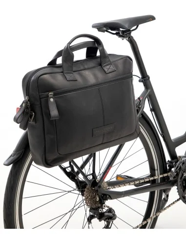 Laptoptas New Looxs Luko 7.5 liter - 42 x 6 x 30 cm - gemaakt van luxe leder - zwart