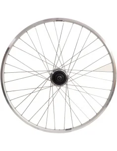 Achterwiel 28" Nexus 7 rollerbrake naaf met zilveren velg en RVS spaken