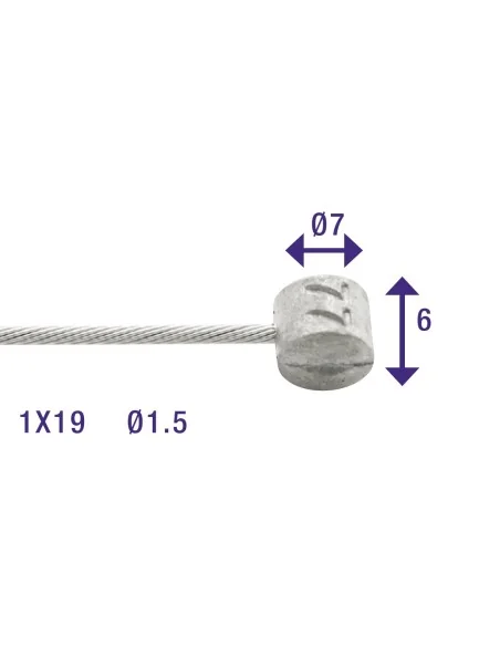 Rem binnenkabel Elvedes 5000mm RVS ø1,5mm T-nippel (op kaart)