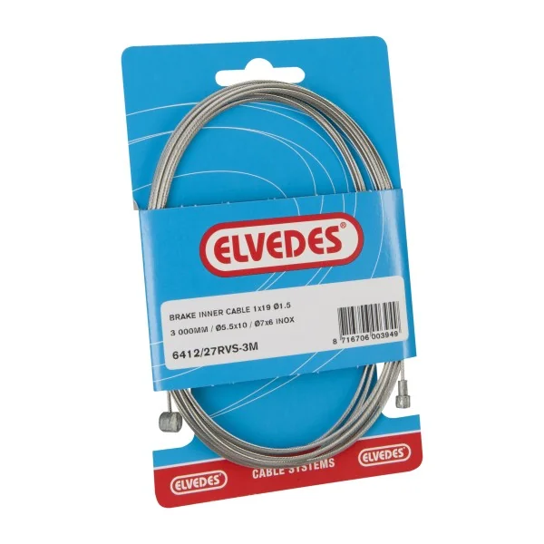 Rem binnenkabel Elvedes 3000mm RVS ø1,5mm Weinmann- en koppelingnippel (op kaart)