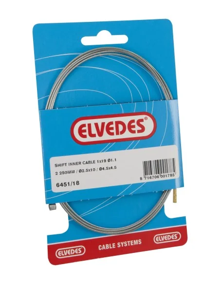 Schakel binnenkabel Elvedes 2250mm verzinkt Ø1,25mm Sturmey Archer / Torpedo N-nippel en T-nippel - Zilver