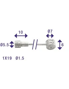 Rem binnenkabel Elvedes 2350mm RVS / Slick ø1,5mm V-nippel en T-nippel (op kaart) 2