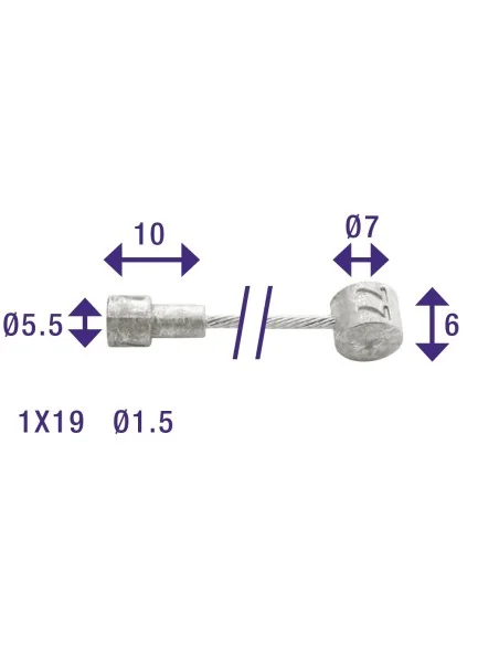 Rem binnenkabel Elvedes 2350mm RVS / Slick ø1,5mm V-nippel en T-nippel (op kaart)