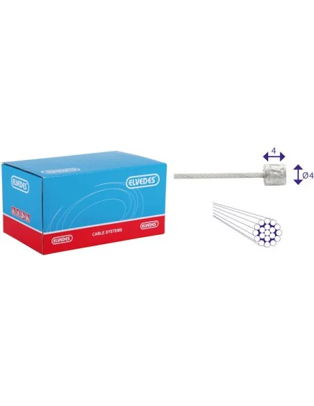 Schakel binnenkabel Elvedes 3000mm RVS Ø1,1mm Shimano / SRAM nippel (op kaart) - Zilver