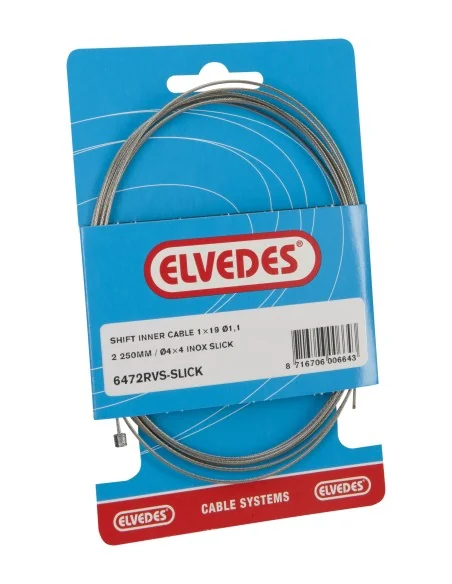 Schakel binnenkabel Elvedes 2250mm RVS Slick ø1,1mm Shimano / SRAM N-nippel (op kaart) - Zilver