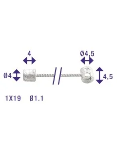 Schakel binnenkabel Elvedes 2250mm verzinkt ø1,1mm Shimano / Huret N-nippel en T-nippel (op kaart) - Zilver