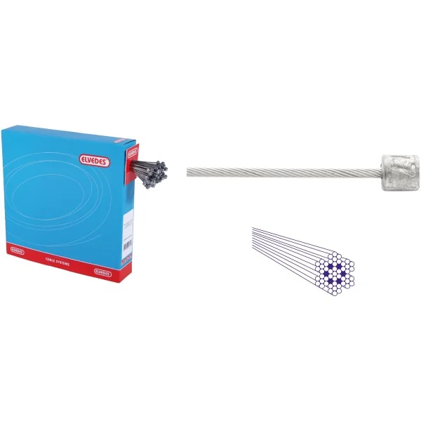 Schakel binnenkabels Elvedes 2250mm RVS ø1,1mm Shimano N-nippel ø4,5 × 4,5 (100 stuks) - Zilver