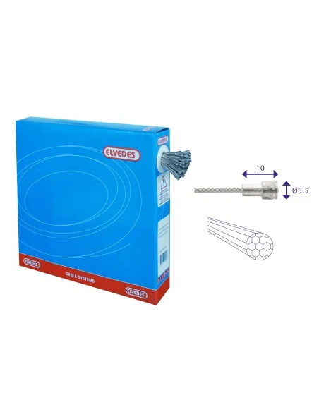 Rem binnenkabel Elvedes 2000mm RVS ø1,5mm V-nippel (100 stuks)