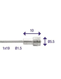 Rem binnenkabel Elvedes 2000mm RVS ø1,5mm V-nippel (100 stuks) 2