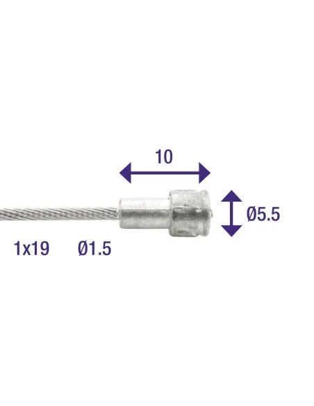 Rem binnenkabel Elvedes 2000mm RVS ø1,5mm V-nippel (100 stuks)