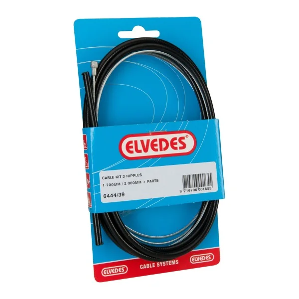 Remkabelset achter Elvedes 1700mm / 2250mm verzinkt 2 nippels - zwart (op kaart)