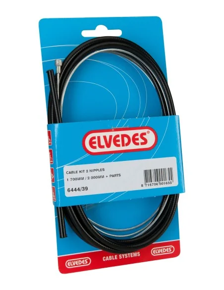 Remkabelset achter Elvedes 1700mm / 2250mm verzinkt 2 nippels - zwart (op kaart)