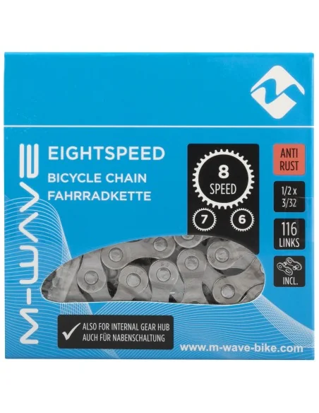 Ketting 8 speed M-Wave 1/2 x 3/32" - 116 links - anti-roest met sluitschakel